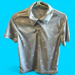 All in Motion Kids 4/5 XS Gray Polo Golf Shirt Kidswear Golfing T-Shirt Casual